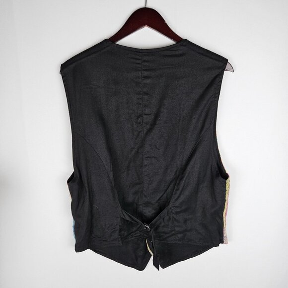 Vintage 70's Paragraff Patchwork Vest Size Medium Textured Blue Yellow - Picture 5 of 9